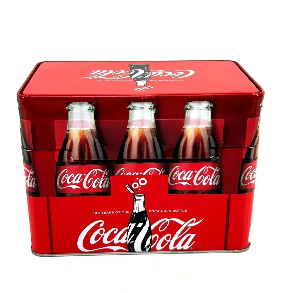 Coca-Cola 100 Years of the Coca-Cola Bottle Red Metal Storage Tin Collectible